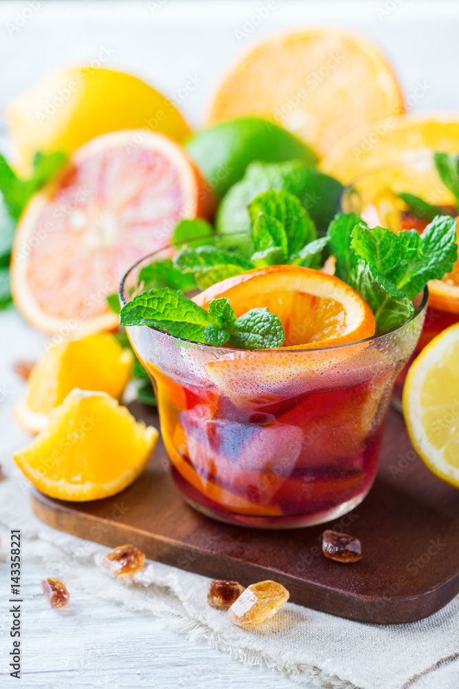 Citrus fruit summer fresh lemonade, infused water detox drink cocktail Citrus fruit summer fresh lemonade, infused water detox drink cocktail
