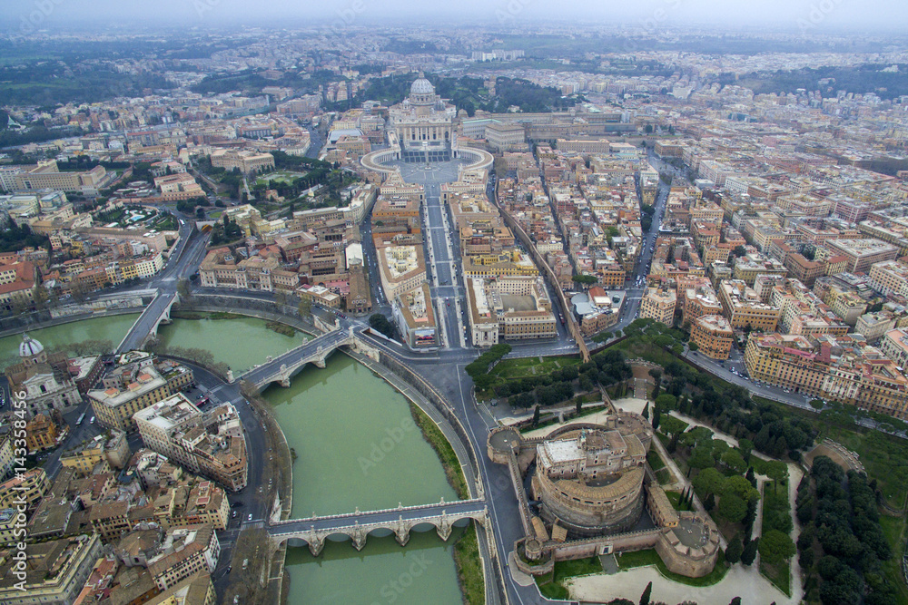 Obraz premium Aerial view over the City of Rome
