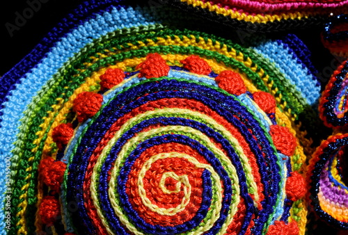 amazing colorful weavings of wool and cotton threads with geomet