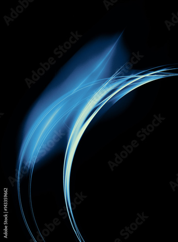 Abstract blue fire fractal ring on a black background