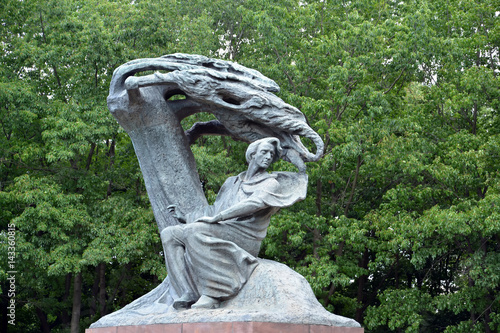 Monument to Frederic Chopin in the Lazenki park, a close up. Warsaw, Poland