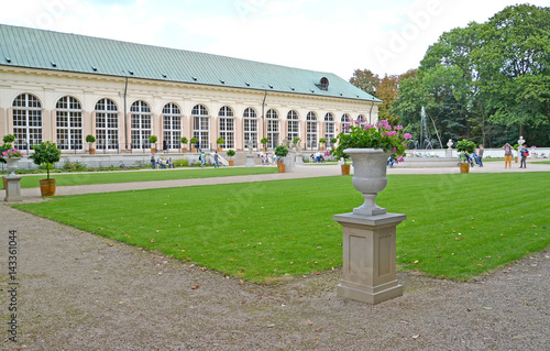 WARSAW, POLAND - AUGUST 23, 2014: A view of the building of the Old greenhouse in the Lazenki park photo