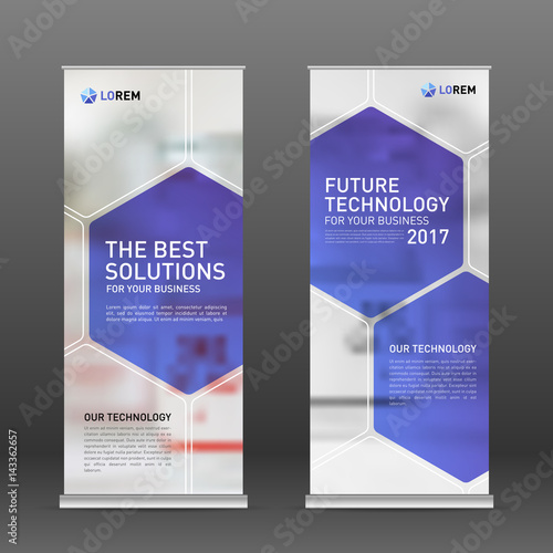 Medical roll up banner design layout. Vertical banner design template.