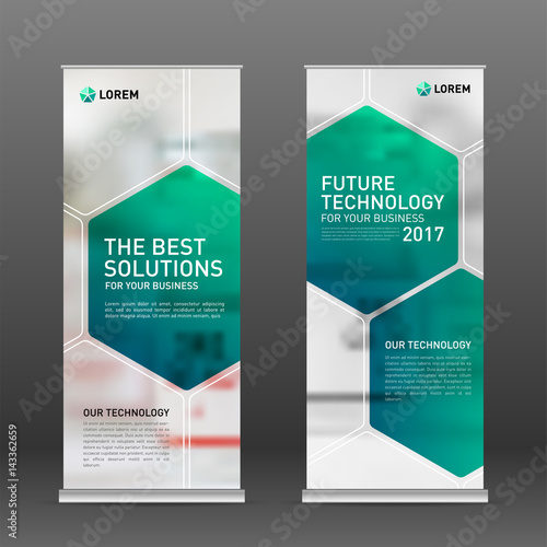 Medical roll up banner design layout. Vertical banner design template.