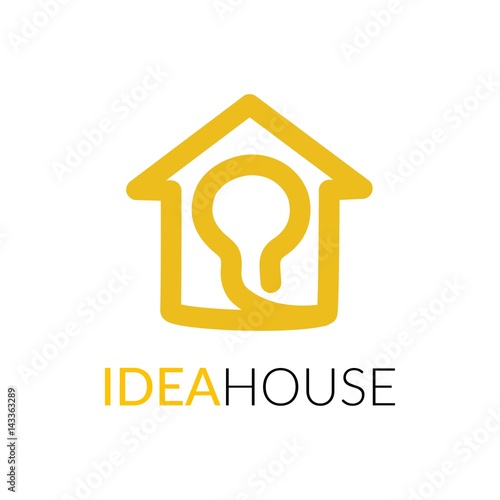 Simple icon of house with light bulb within.