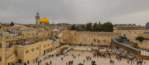 The Temple Mount - Western Wall and the golden Dome of the Rock in the old city of Jerusalem, Israel