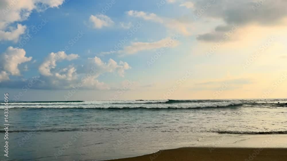 White foamy waves on coast of Bali island. Tropical beach slow motion video White foamy waves on coast of Bali island. Tropical beach slow motion video