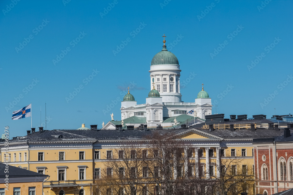 Beautiful view of famous Helsinki Cathedral.