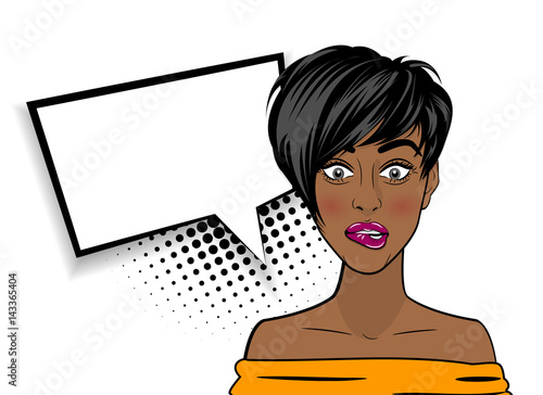 Pop art shocked sexy African American black woman
