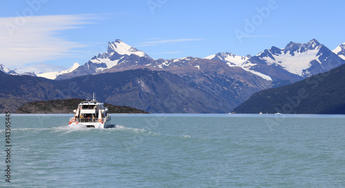Ship in a lake in El Calafate, Patagonia, Argentina