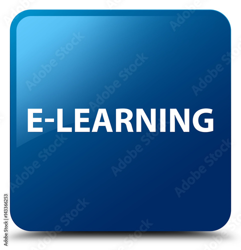 E-learning blue square button