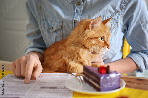 Woman sitting at table in c...
