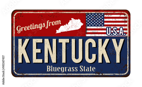 Greetings from Kentucky vintage rusty metal sign