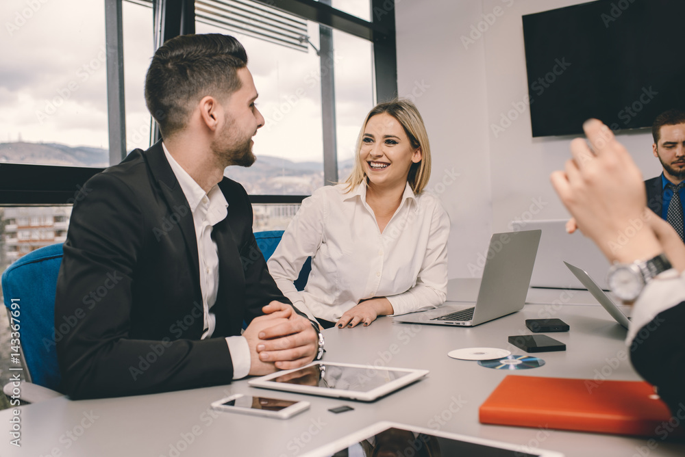 Business meeting in a skyscraper Business meeting in a skyscraper