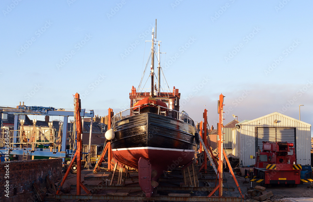 Fototapeta premium Boat under construction at boatbuilder's yard