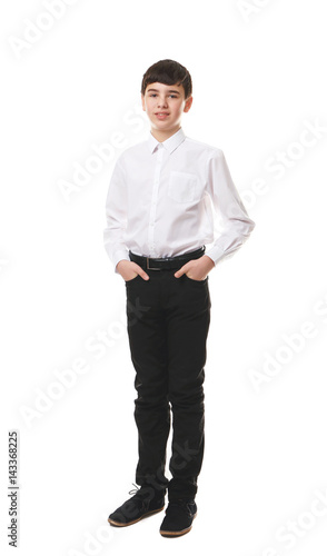 Cute boy in school uniform ...