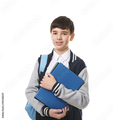Cute boy in school uniform ...