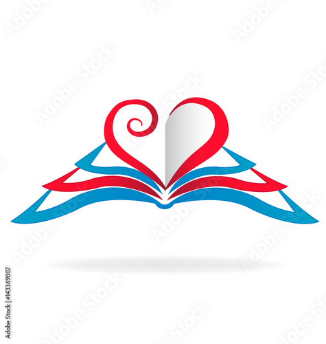Book love heart shape logo logo vector