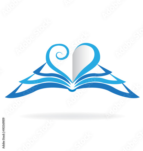 Book blue love heart logo