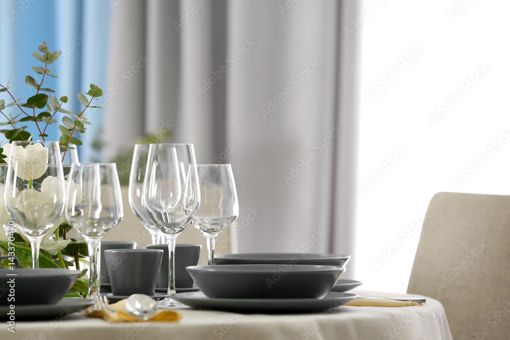 Table setting for dinner in restaurant Table setting for dinner in restaurant
