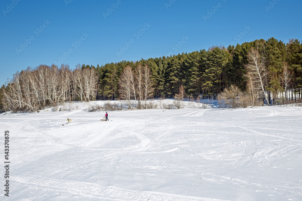 Winter landscape on the river. Siberia, Russia Winter landscape on the river. Siberia, Russia