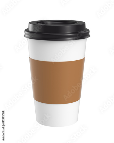paper coffee cup isolated on white background, 3D rendering