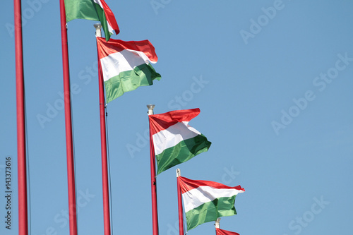Fototapete Ungarische Nationalflaggen