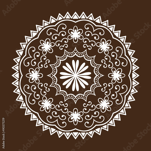 Henna tattoo mehndi flower template doodle ornamental lace decorative element...