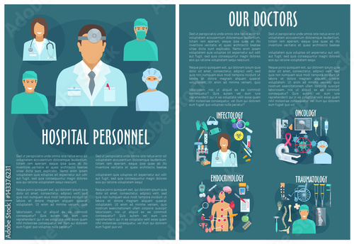Medical personnel brochure template with doctor