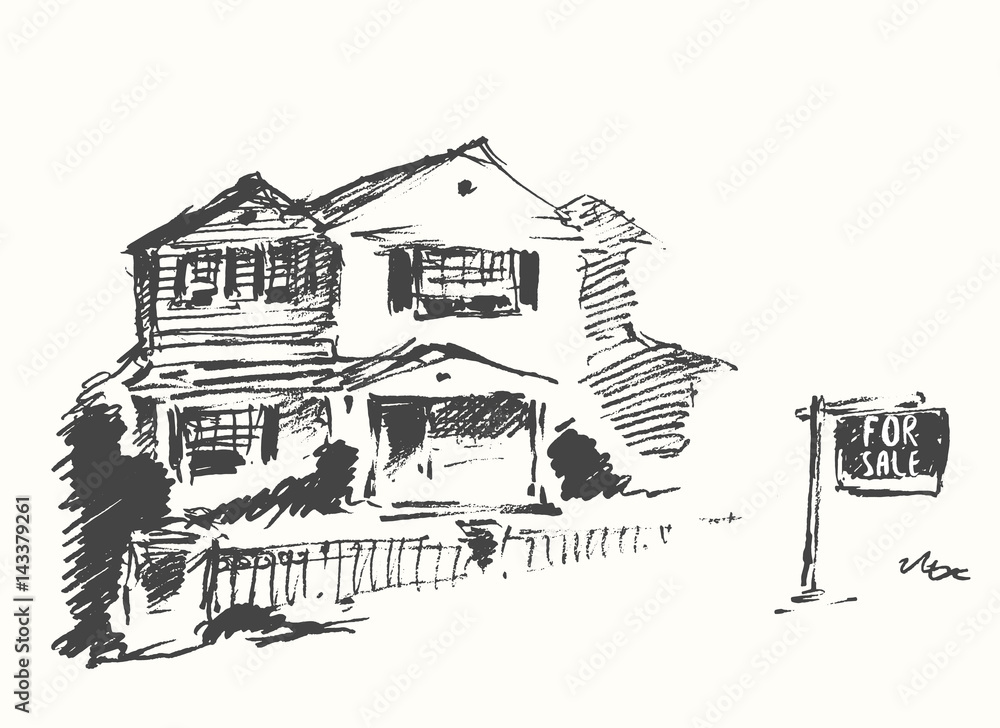House vector real estate drawn sale