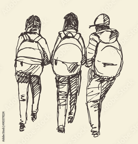 Pupils primary school vector illustration sketch