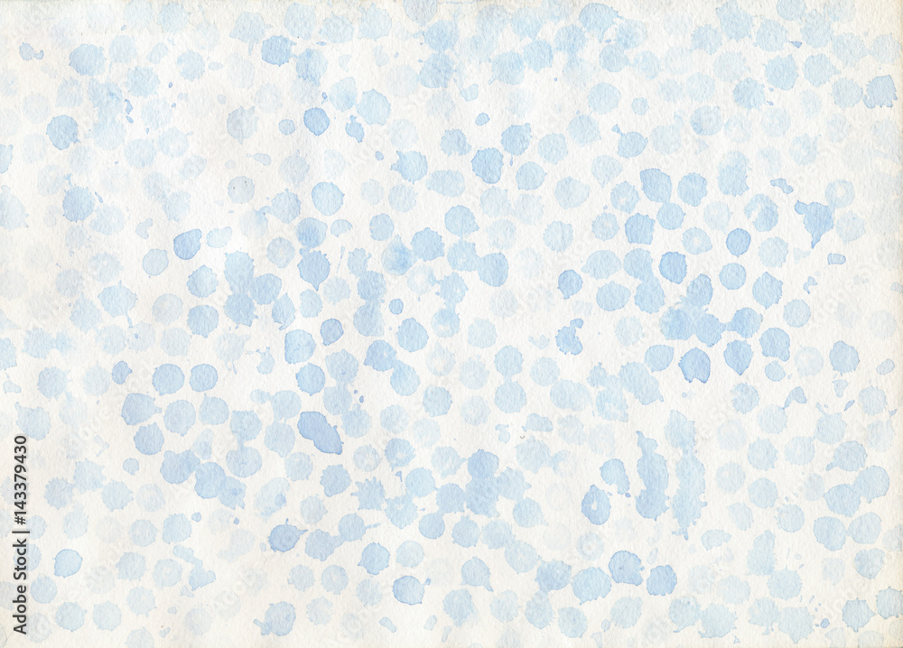 Blue watercolor spots hand drawn on white paper abstract background. Fun happy childish blots backdrop Blue watercolor spots hand drawn on white paper abstract background. Fun happy childish blots backdrop