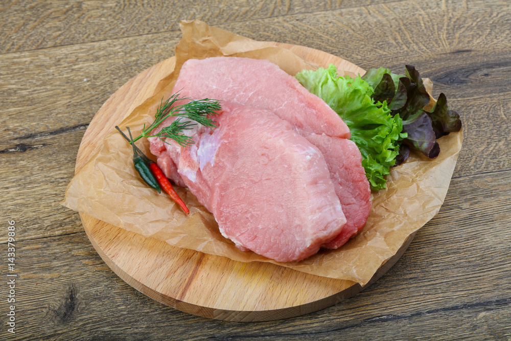 Raw pork steak
