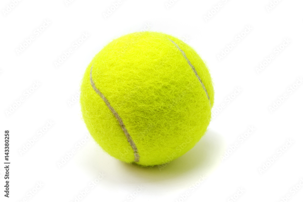 Yellow tennis ball on white background. Isolated tennis ball.