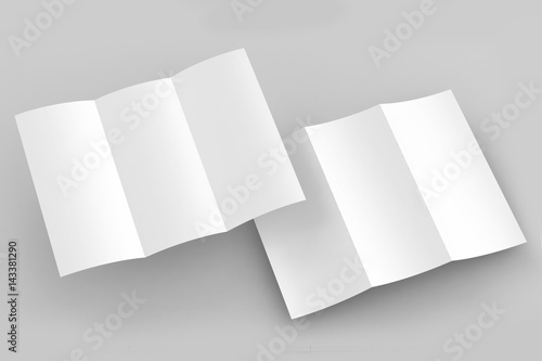 Brochure tri fold mock up 3d rendering. photo