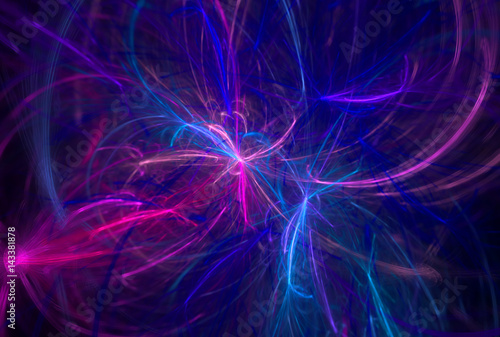 Colored sparks. Fractal blue flowers. A computer generated image of an ice pattern.