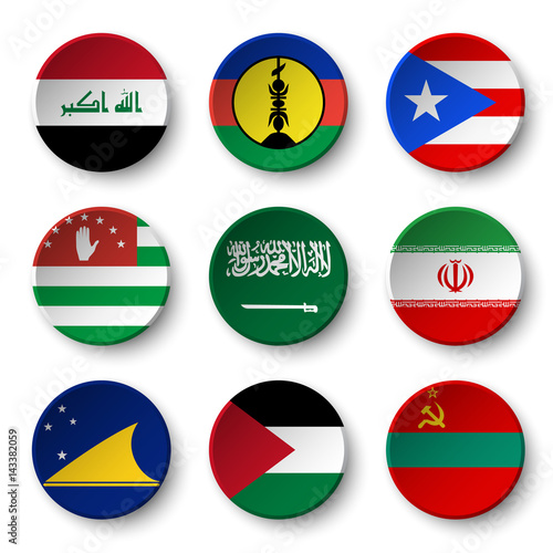 Set of world flags round badges ( Iraq . New Caledonia . Puerto Rico . Abkhazia . Saudi Arabia . Iran . Tokelau . Palestine . Transnistria ) Free Download Set of world flags round badges ( Iraq . New Caledonia . Puerto Rico . Abkhazia . Saudi Arabia . Iran . Tokelau . Palestine . Transnistria ) - GFXLoad