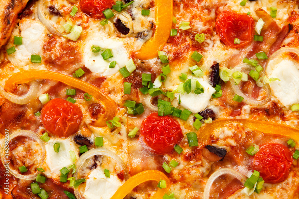 Pizza with cheese and mushrooms Pizza with cheese and mushrooms