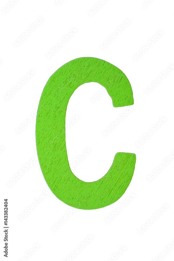 Green wooden letter C isolated on white background with clipping path. Green wooden letter C isolated on white background with clipping path.