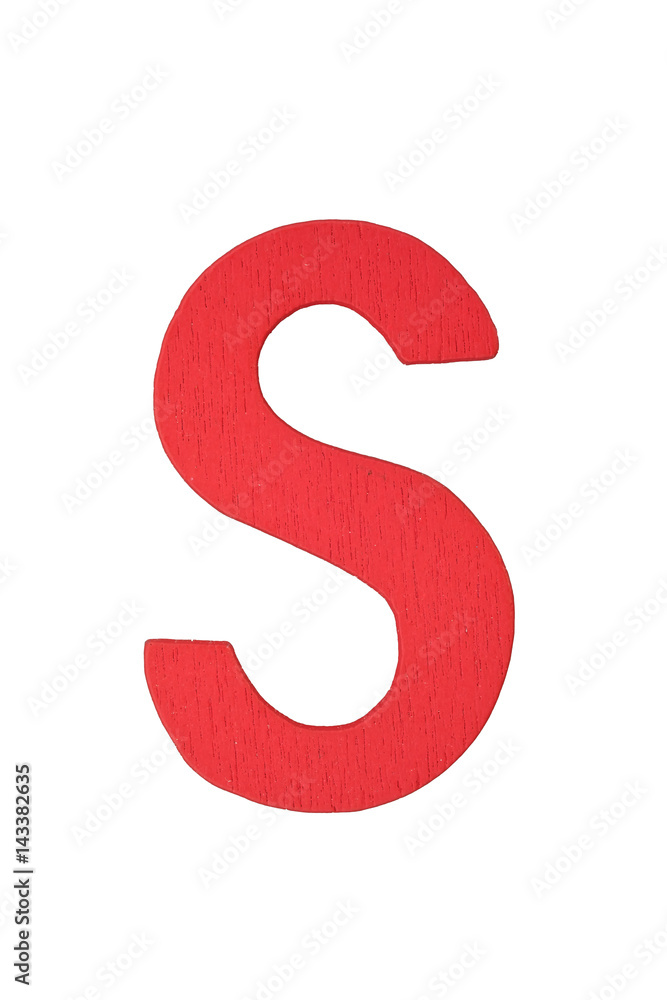 Red wooden text S isolated on white background with clipping path. Red wooden text S isolated on white background with clipping path.