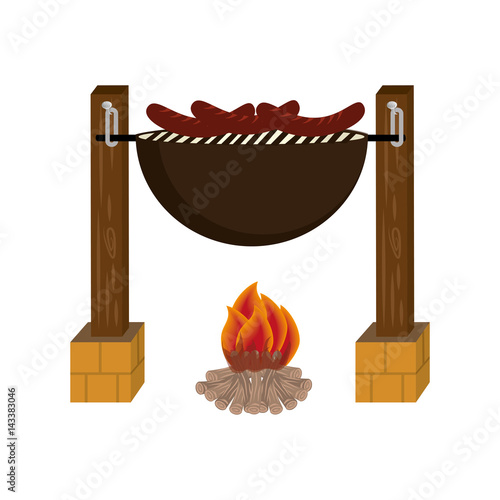 Picnic cooking campfire icon