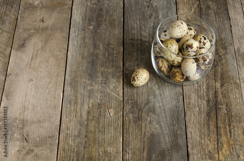 Glass jar with quail eggs