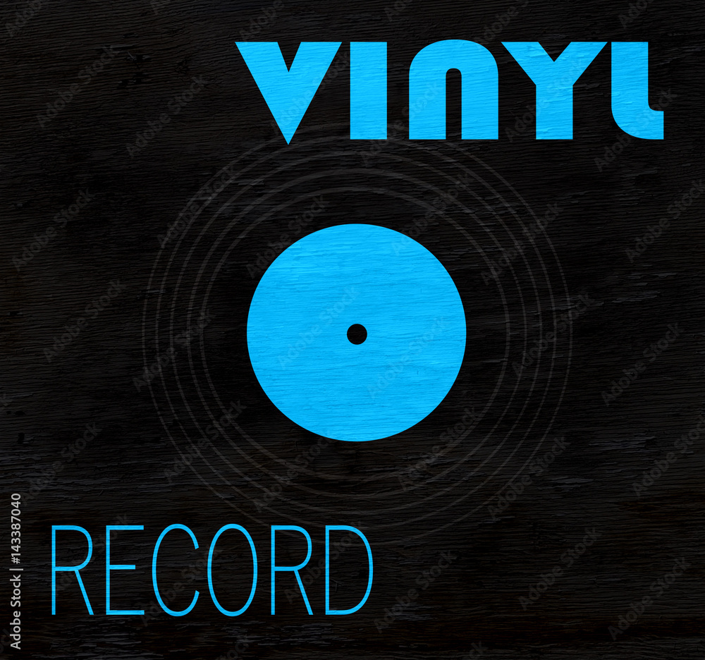 vintage vinyl record design on wood grain texture Stock Illustration