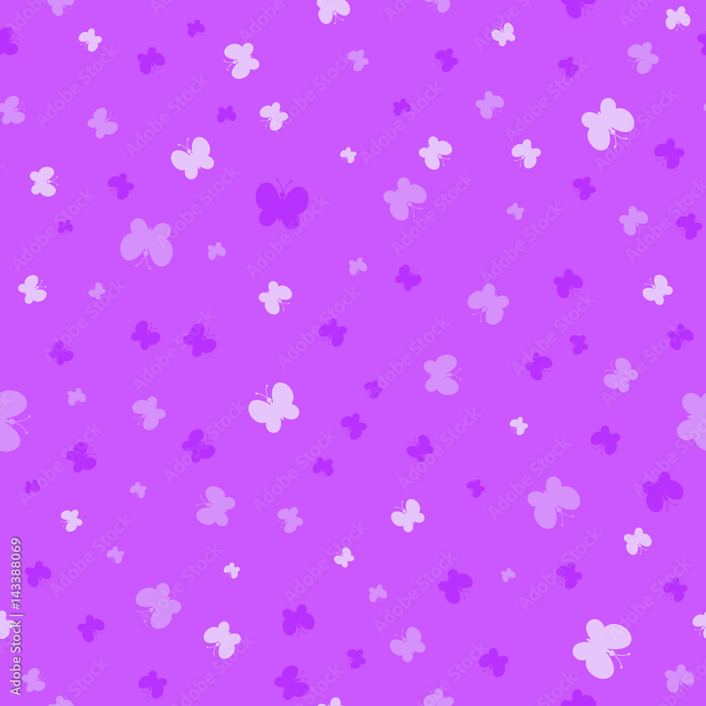 vector butterflies. seamless pattern. simple purple background