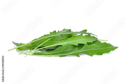 wild rocket leaves isolated on white backbground photo