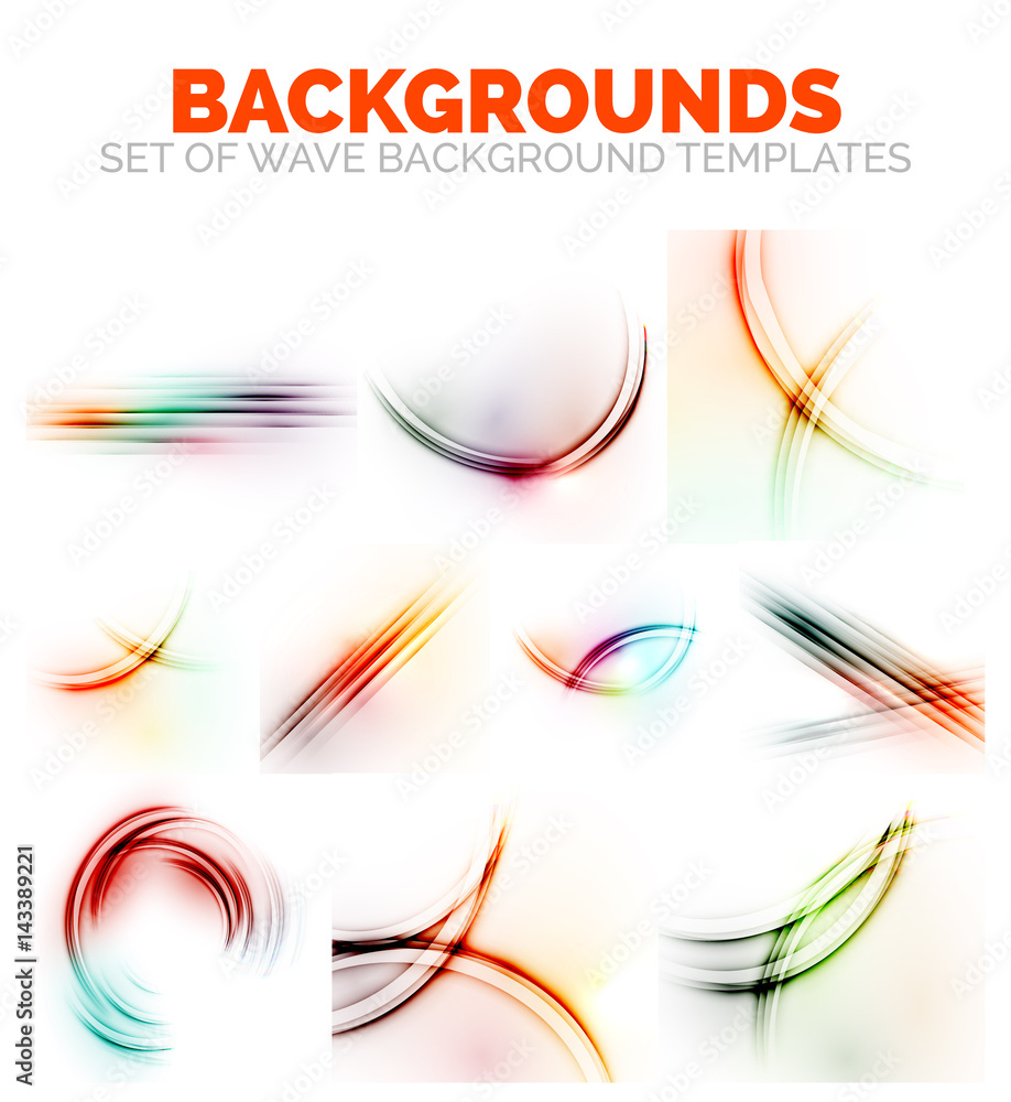 Set of vector isolated blurred wave element Set of vector isolated blurred wave element