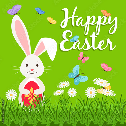 Happy easter elements with rabbit