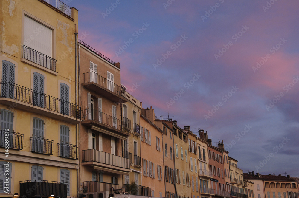 houses in the port of Saint Tropez, France