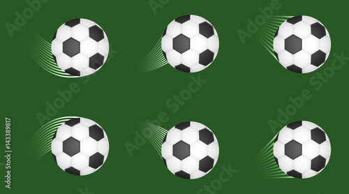 Set of Soccer balls. Football shot. Goal. Sport vector design template.