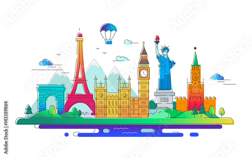Countries - vector line travel illustration